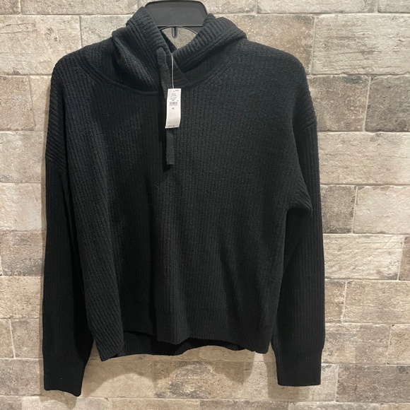 ❤️ GAP CASHSOFT BLACK SHAKER STITCH SWEATER HOODIE SIZE XS NEW - Picture 3 of 6